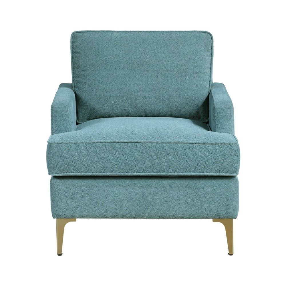 Cole Accent Chair, Peacock Blue Chenille, Track Arms, Gold Metal Legs - BM346652