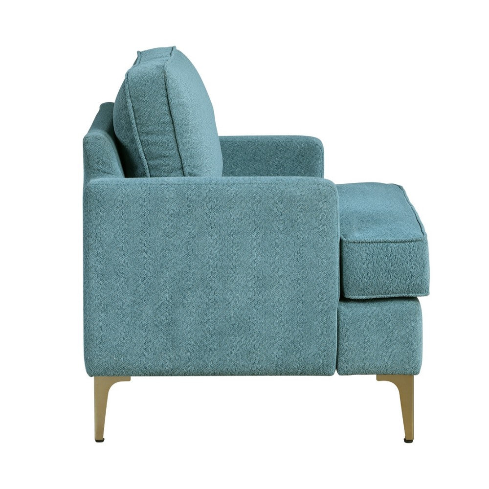 Cole Accent Chair, Peacock Blue Chenille, Track Arms, Gold Metal Legs - BM346652