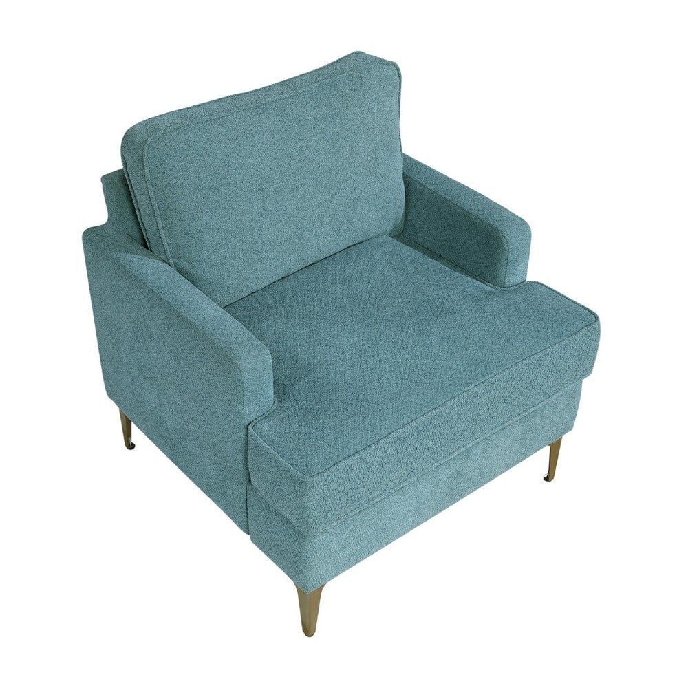 Cole Accent Chair, Peacock Blue Chenille, Track Arms, Gold Metal Legs - BM346652