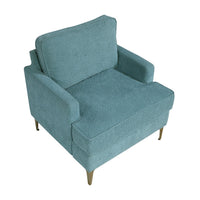 Cole Accent Chair, Peacock Blue Chenille, Track Arms, Gold Metal Legs - BM346652