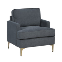 Cole Accent Chair, Dark Gray Chenille, Track Arms, Gold Metal Legs - BM346653