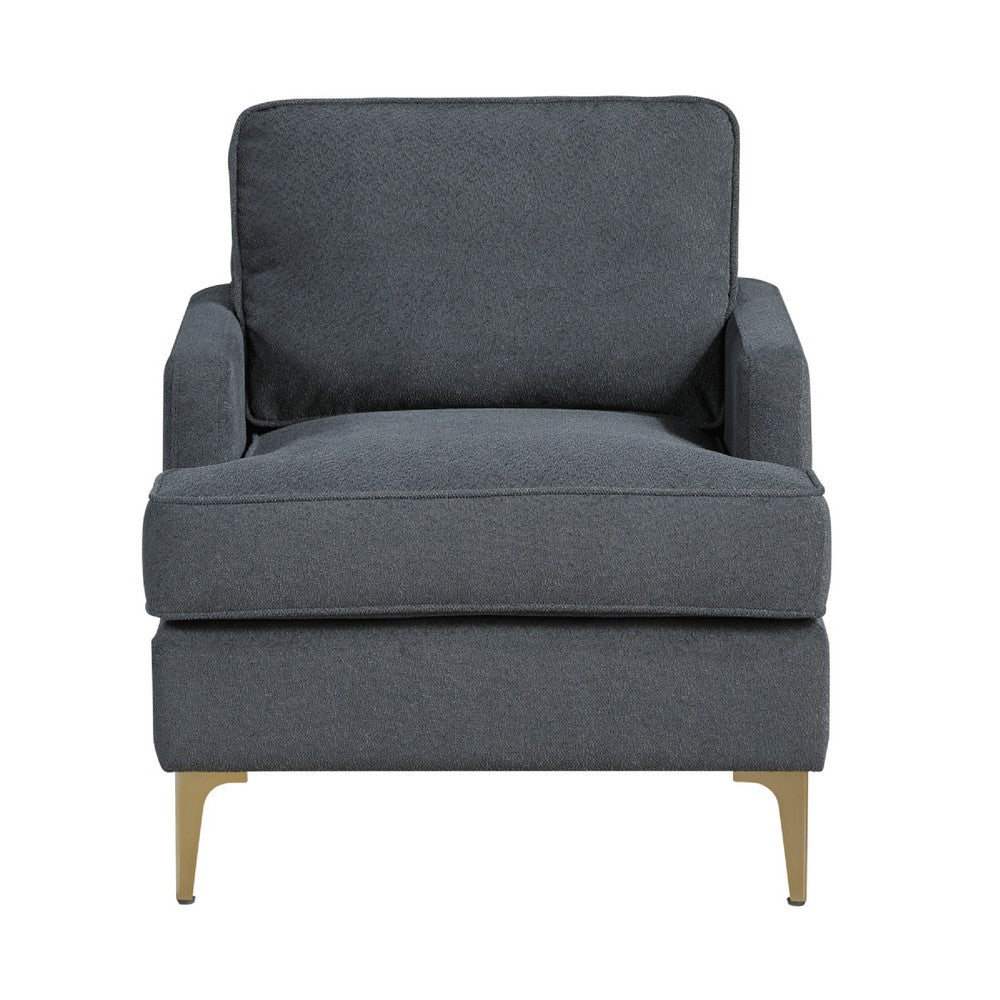 Cole Accent Chair, Dark Gray Chenille, Track Arms, Gold Metal Legs - BM346653