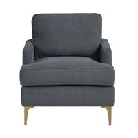 Cole Accent Chair, Dark Gray Chenille, Track Arms, Gold Metal Legs - BM346653