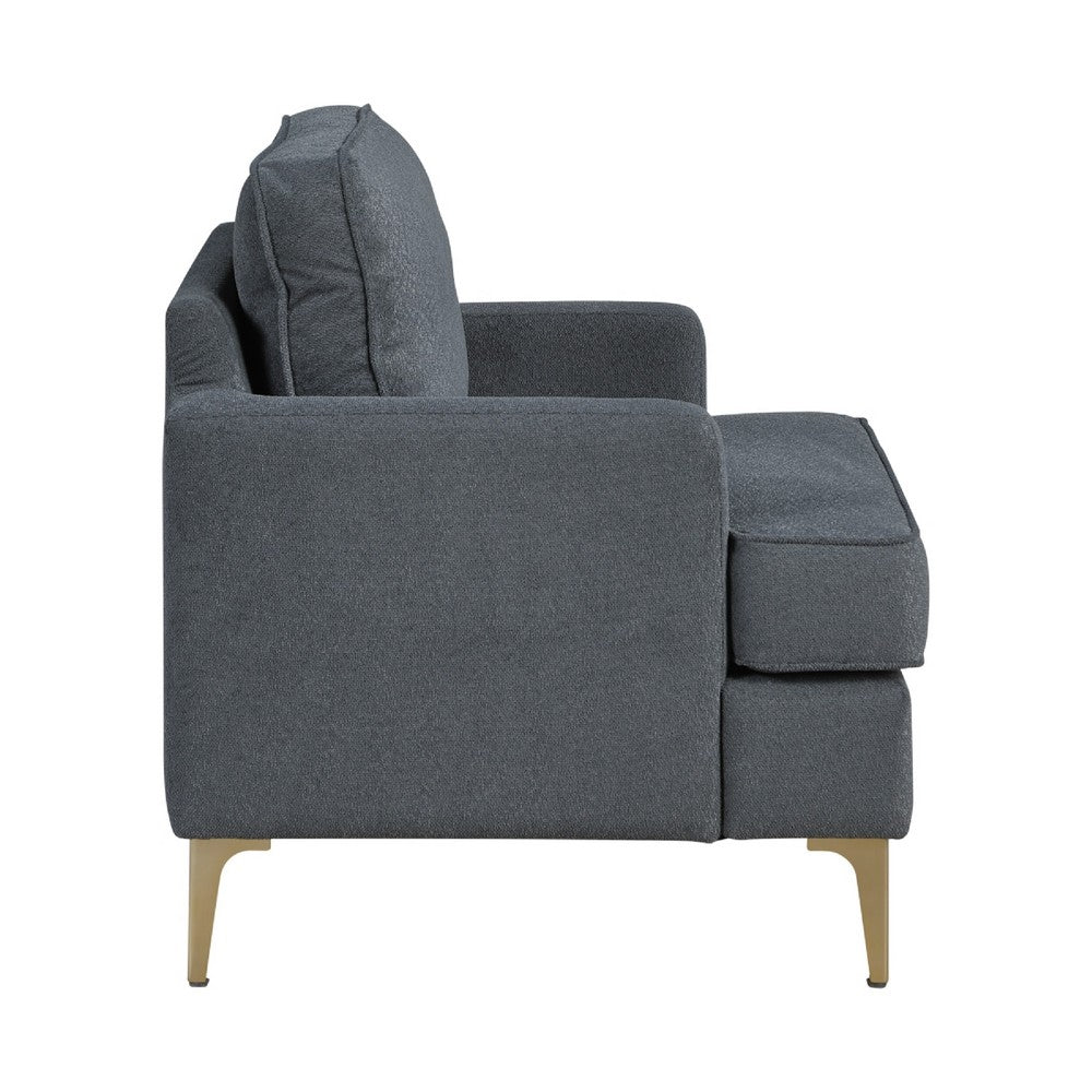 Cole Accent Chair, Dark Gray Chenille, Track Arms, Gold Metal Legs - BM346653