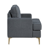 Cole Accent Chair, Dark Gray Chenille, Track Arms, Gold Metal Legs - BM346653
