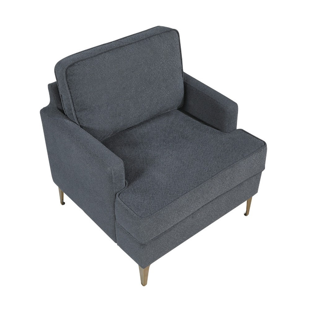 Cole Accent Chair, Dark Gray Chenille, Track Arms, Gold Metal Legs - BM346653