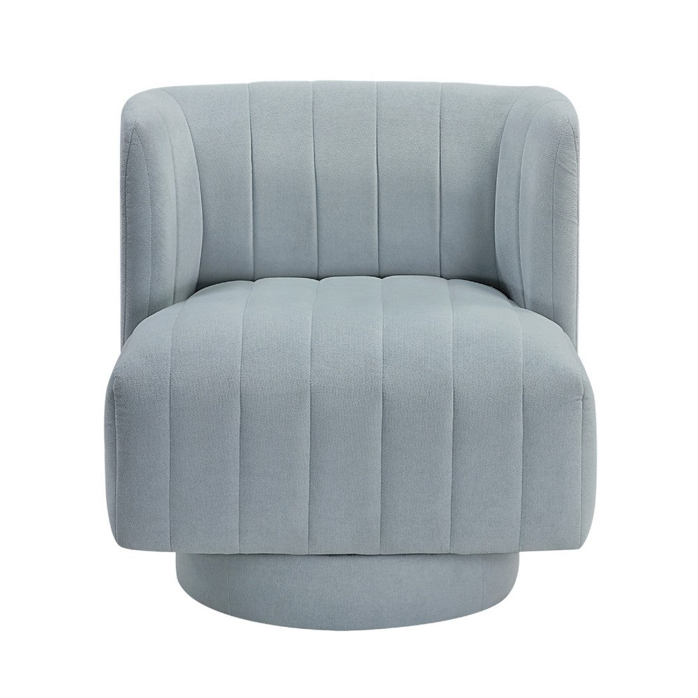 Joya Swivel Accent Chair, Barrel Wingback, Channeled Aqua Blue Polyester - BM346654