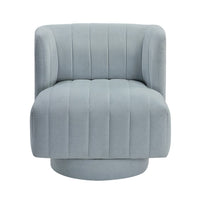 Joya Swivel Accent Chair, Barrel Wingback, Channeled Aqua Blue Polyester - BM346654