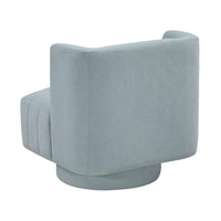 Joya Swivel Accent Chair, Barrel Wingback, Channeled Aqua Blue Polyester - BM346654