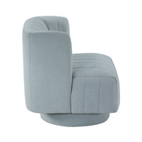 Joya Swivel Accent Chair, Barrel Wingback, Channeled Aqua Blue Polyester - BM346654