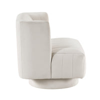 Joya Swivel Accent Chair, Barrel Wingback, Channeled Beige Polyester - BM346655