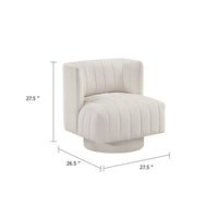 Joya Swivel Accent Chair, Barrel Wingback, Channeled Beige Polyester - BM346655