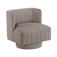 Joya Swivel Accent Chair, Barrel Wingback, Channeled Taupe Gray Polyester - BM346656