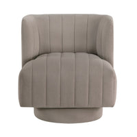 Joya Swivel Accent Chair, Barrel Wingback, Channeled Taupe Gray Polyester - BM346656