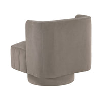 Joya Swivel Accent Chair, Barrel Wingback, Channeled Taupe Gray Polyester - BM346656