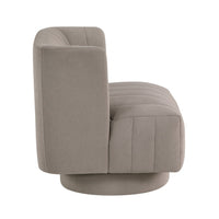 Joya Swivel Accent Chair, Barrel Wingback, Channeled Taupe Gray Polyester - BM346656