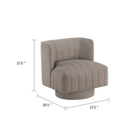 Joya Swivel Accent Chair, Barrel Wingback, Channeled Taupe Gray Polyester - BM346656