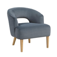 Dora Accent Chair, Open Barrel Back, Dark Gray Velvet, Light Brown Legs - BM346658