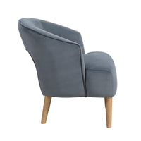 Dora Accent Chair, Open Barrel Back, Dark Gray Velvet, Light Brown Legs - BM346658