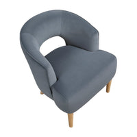 Dora Accent Chair, Open Barrel Back, Dark Gray Velvet, Light Brown Legs - BM346658