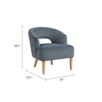 Dora Accent Chair, Open Barrel Back, Dark Gray Velvet, Light Brown Legs - BM346658