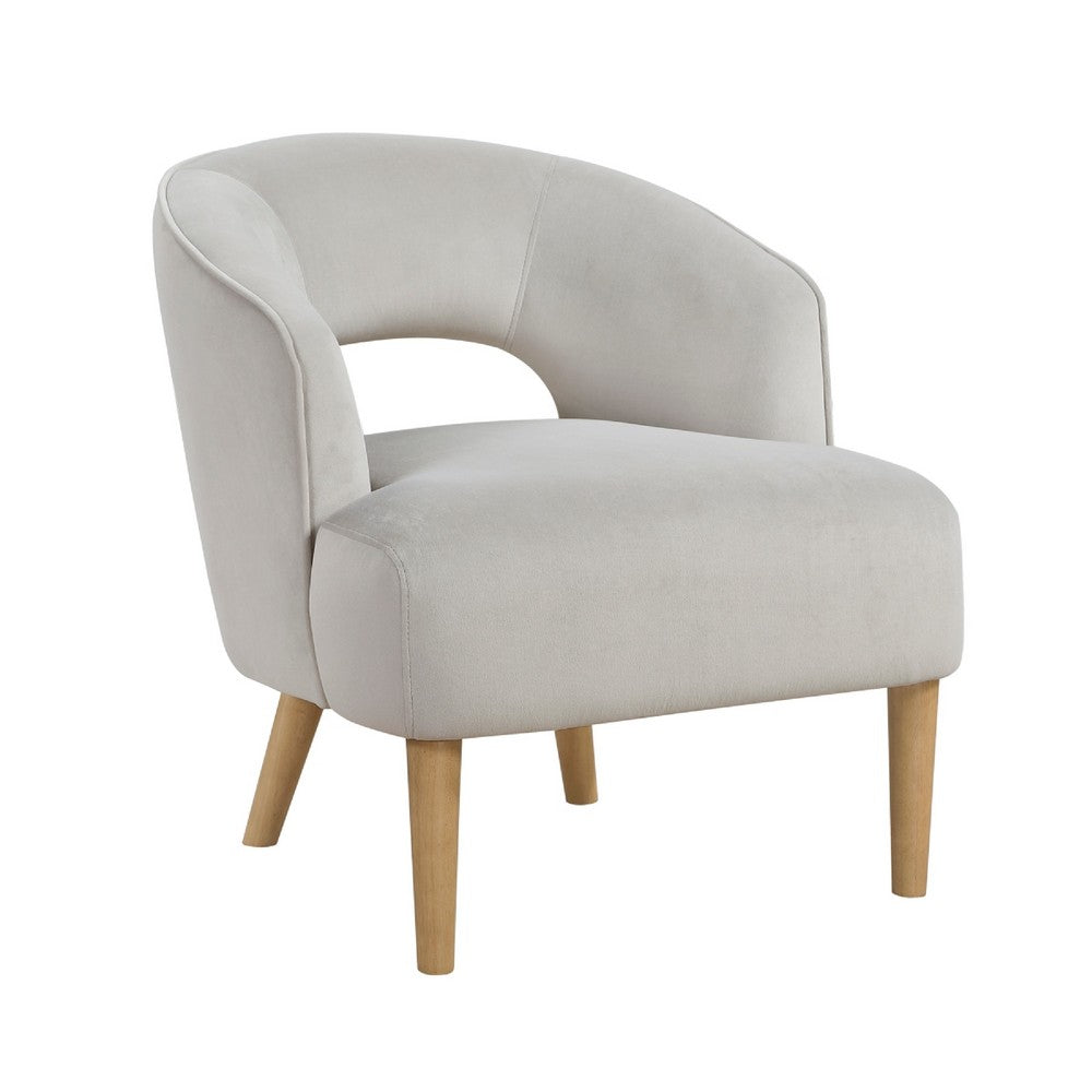 Dora Accent Chair, Open Barrel Back, Gray Velvet, Light Brown Legs - BM346659