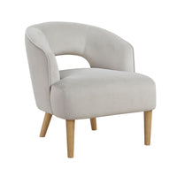 Dora Accent Chair, Open Barrel Back, Gray Velvet, Light Brown Legs - BM346659