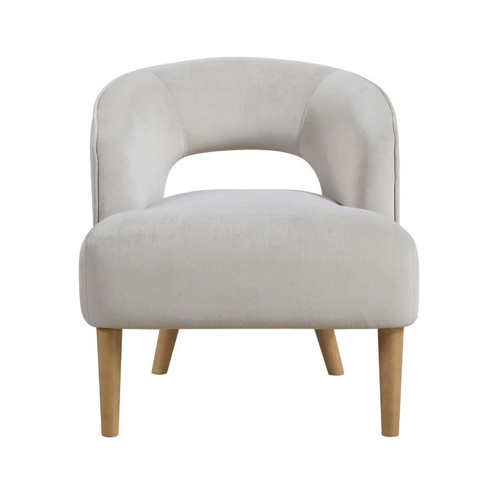 Dora Accent Chair, Open Barrel Back, Gray Velvet, Light Brown Legs - BM346659