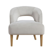 Dora Accent Chair, Open Barrel Back, Gray Velvet, Light Brown Legs - BM346659