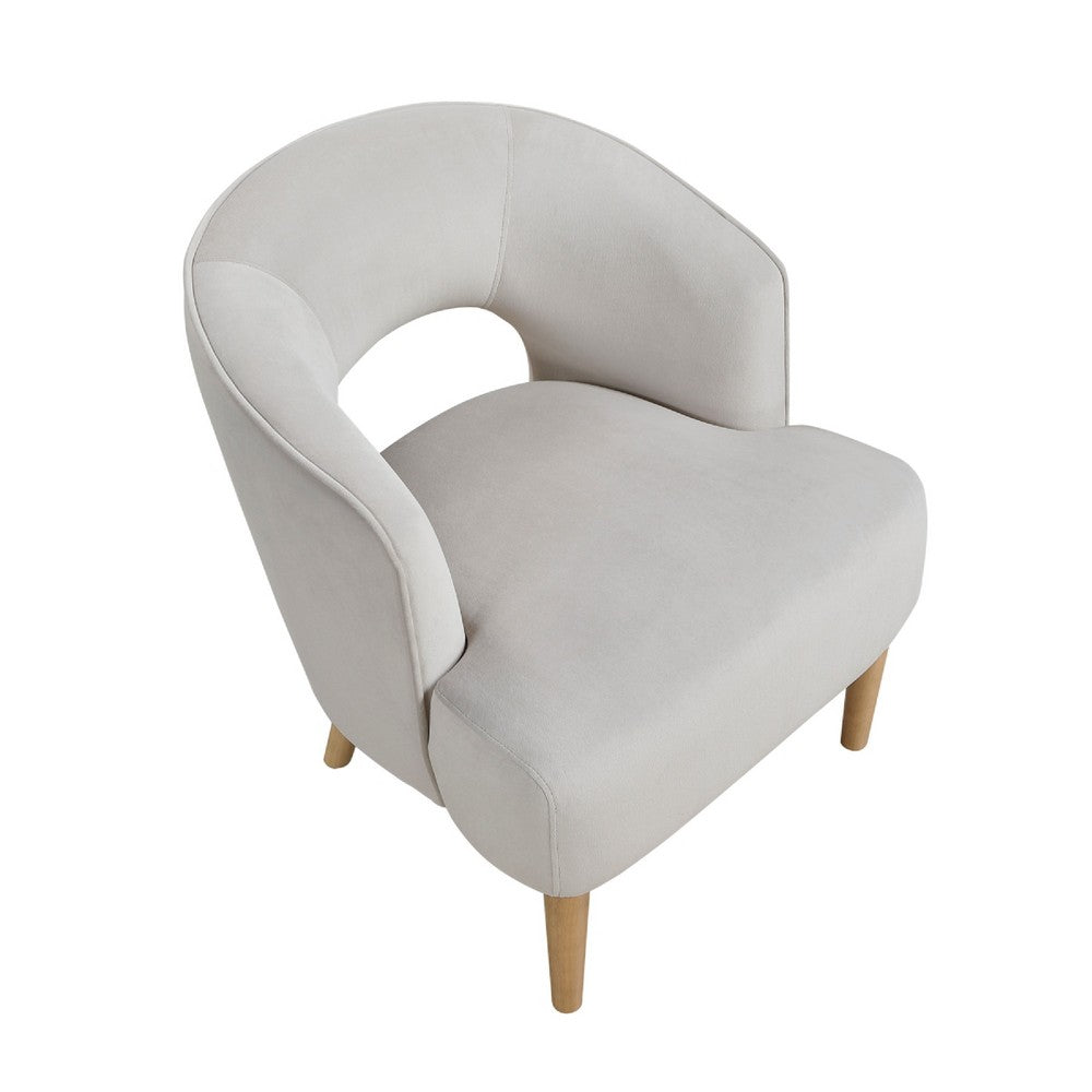 Dora Accent Chair, Open Barrel Back, Gray Velvet, Light Brown Legs - BM346659