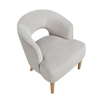 Dora Accent Chair, Open Barrel Back, Gray Velvet, Light Brown Legs - BM346659