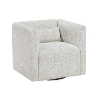 Veena Swivel Cube Chair with Lumbar Pillow, Foam Cushions, Beige Jacquard - BM346661