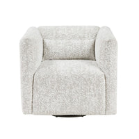 Veena Swivel Cube Chair with Lumbar Pillow, Foam Cushions, Beige Jacquard - BM346661