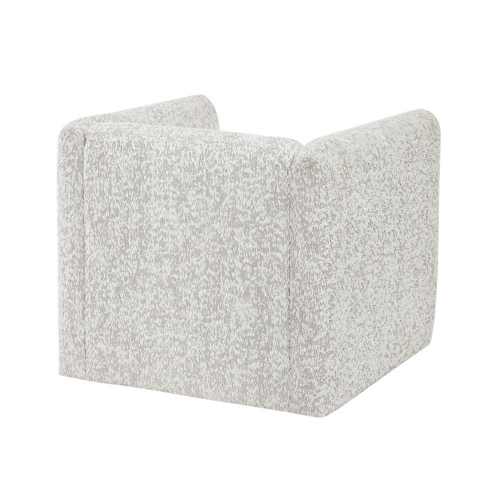Veena Swivel Cube Chair with Lumbar Pillow, Foam Cushions, Beige Jacquard - BM346661