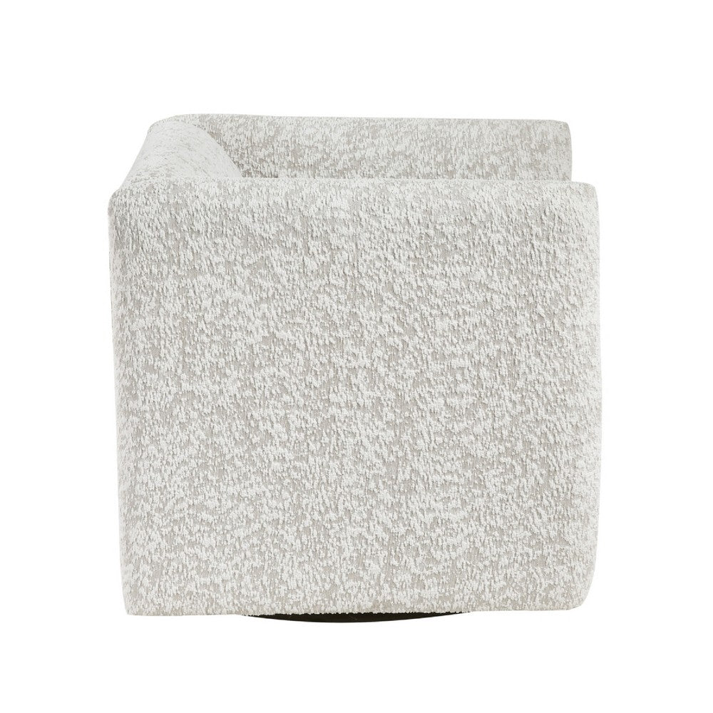 Veena Swivel Cube Chair with Lumbar Pillow, Foam Cushions, Beige Jacquard - BM346661