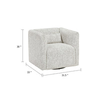 Veena Swivel Cube Chair with Lumbar Pillow, Foam Cushions, Beige Jacquard - BM346661