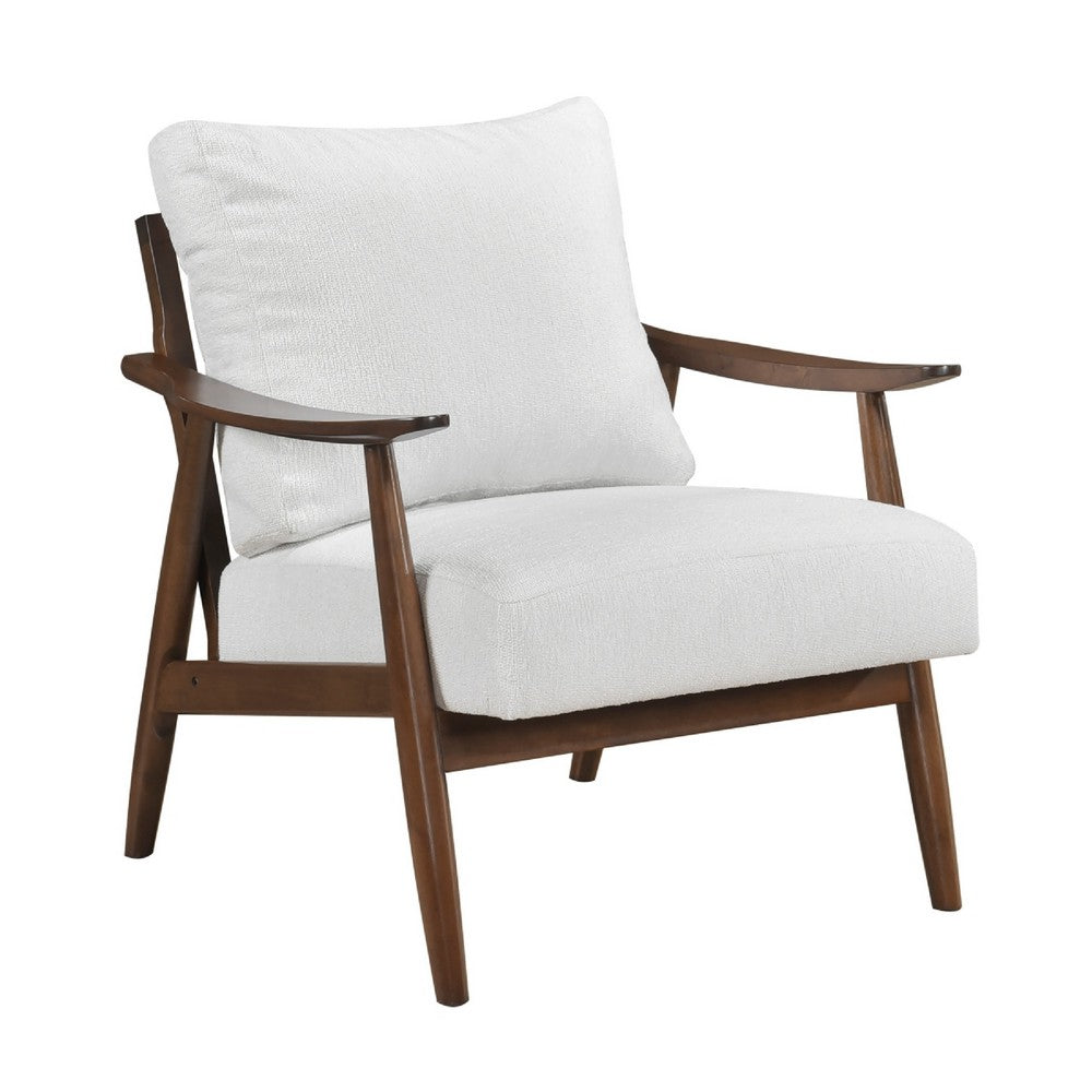Toni Accent Chair, Foam Fill Beige Polyester, Slat Back Dark Brown Wood - BM346662