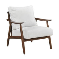 Toni Accent Chair, Foam Fill Beige Polyester, Slat Back Dark Brown Wood - BM346662