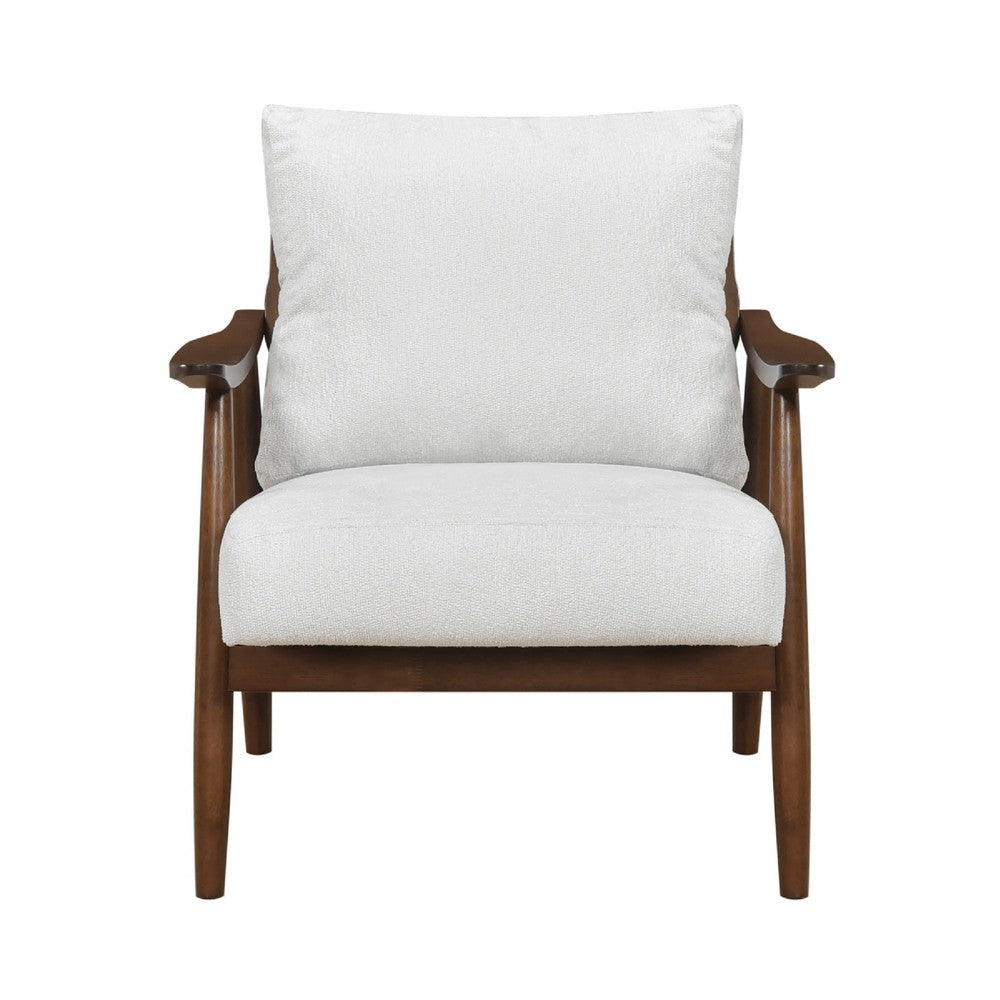 Toni Accent Chair, Foam Fill Beige Polyester, Slat Back Dark Brown Wood - BM346662