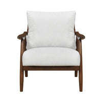 Toni Accent Chair, Foam Fill Beige Polyester, Slat Back Dark Brown Wood - BM346662