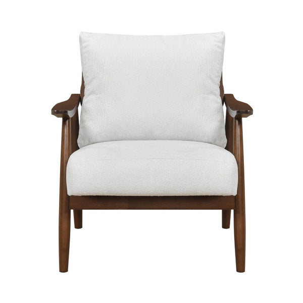 Toni Accent Chair, Foam Fill Beige Polyester, Slat Back Dark Brown Wood - BM346662