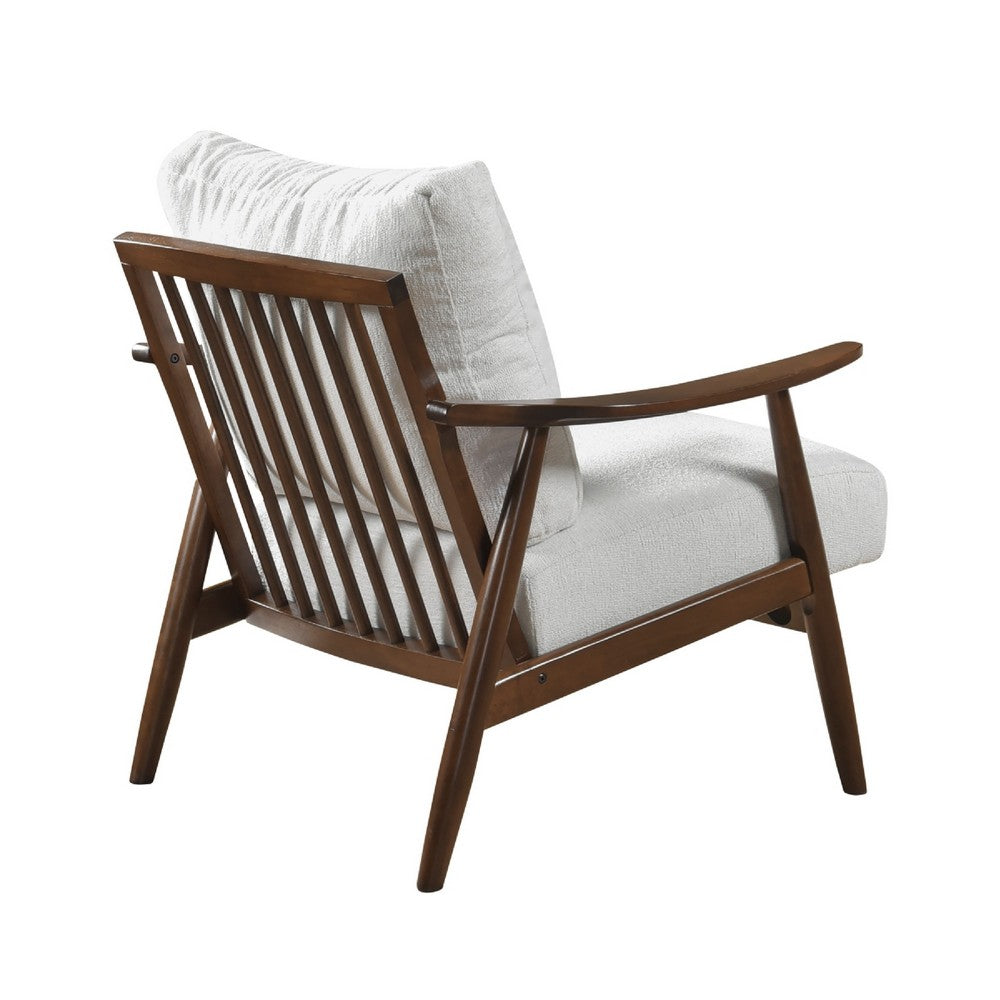 Toni Accent Chair, Foam Fill Beige Polyester, Slat Back Dark Brown Wood - BM346662