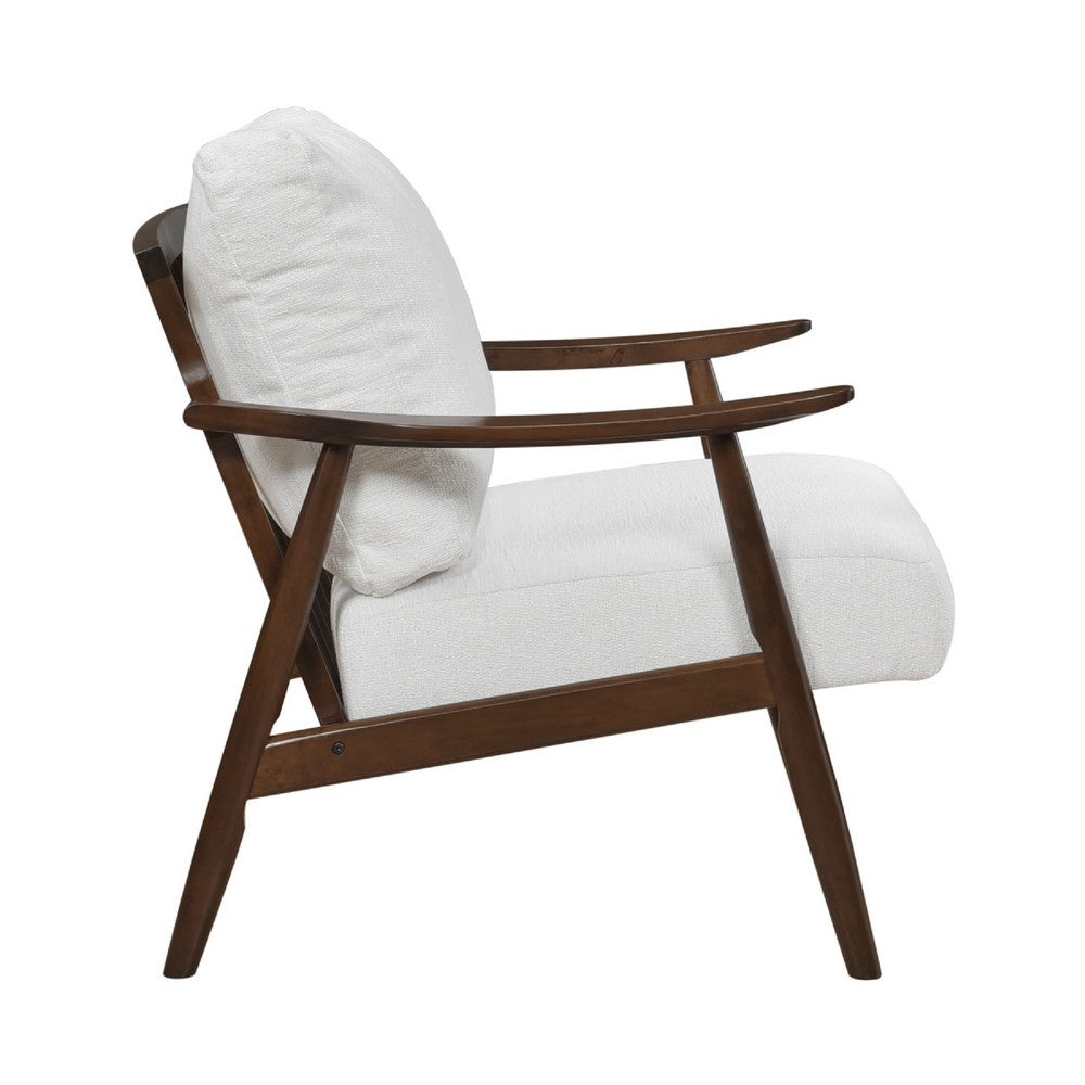 Toni Accent Chair, Foam Fill Beige Polyester, Slat Back Dark Brown Wood - BM346662