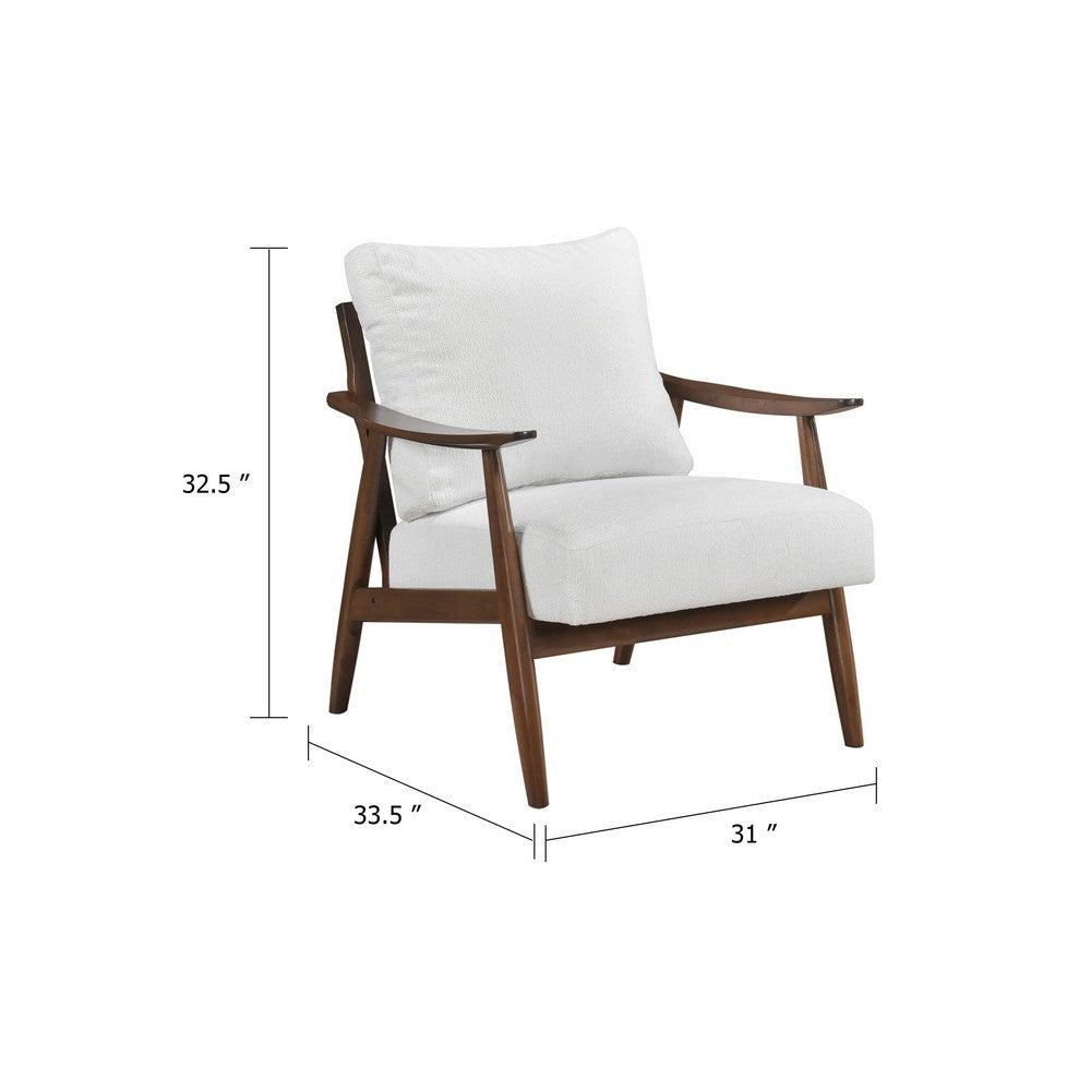Toni Accent Chair, Foam Fill Beige Polyester, Slat Back Dark Brown Wood - BM346662