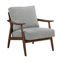 Toni Accent Chair, Foam Fill Gray Polyester, Slat Back Dark Brown Wood - BM346663