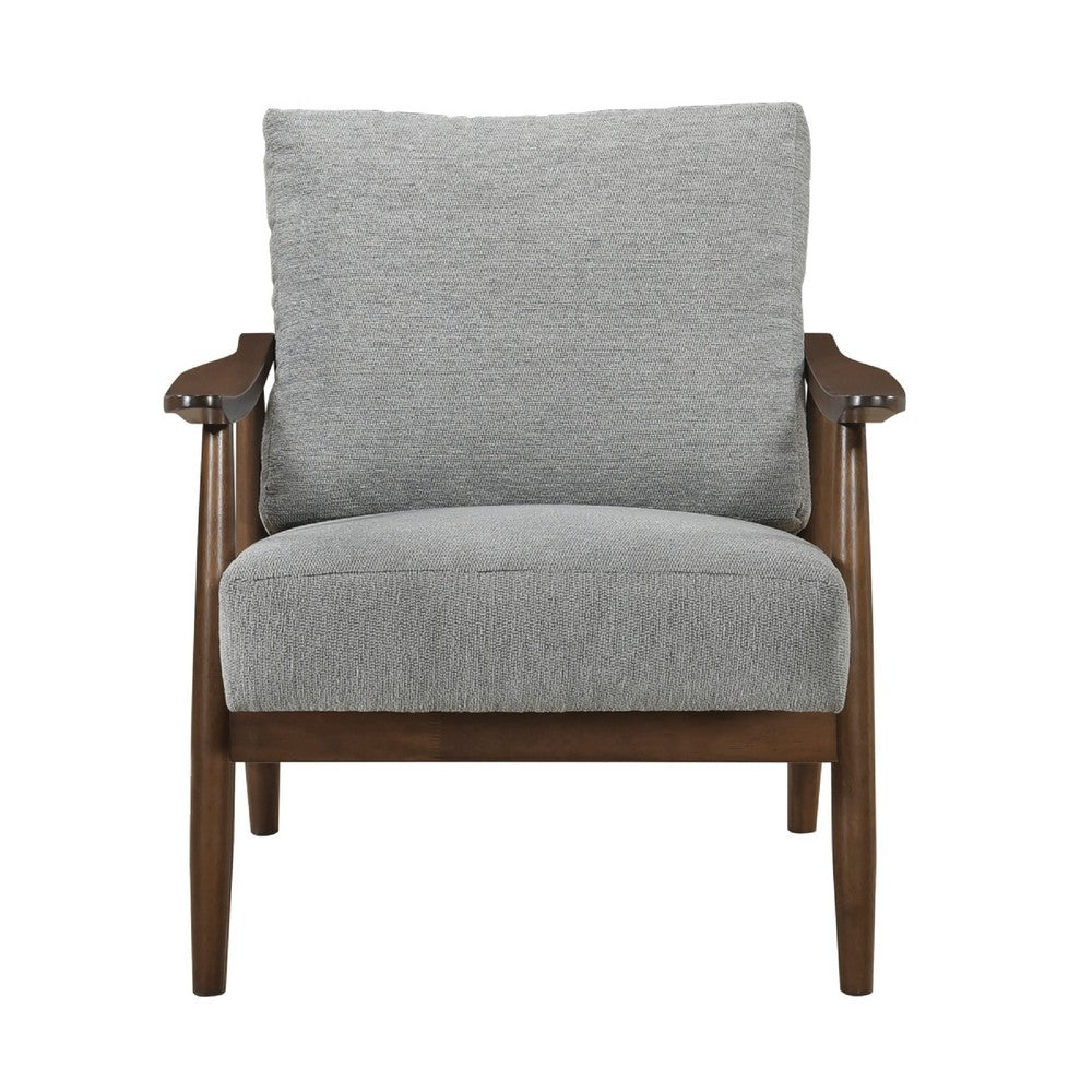 Toni Accent Chair, Foam Fill Gray Polyester, Slat Back Dark Brown Wood - BM346663