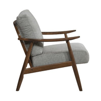 Toni Accent Chair, Foam Fill Gray Polyester, Slat Back Dark Brown Wood - BM346663