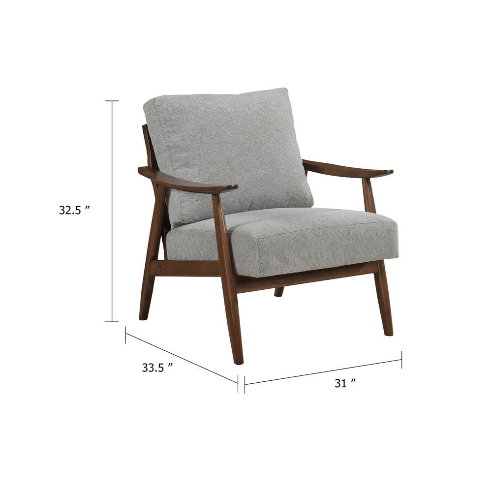 Toni Accent Chair, Foam Fill Gray Polyester, Slat Back Dark Brown Wood - BM346663