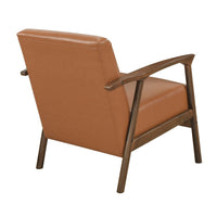 Eva Accent Chair, Foam Fill Cushions, Brown Faux Leather and Wood Frame - BM346664