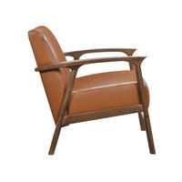 Eva Accent Chair, Foam Fill Cushions, Brown Faux Leather and Wood Frame - BM346664